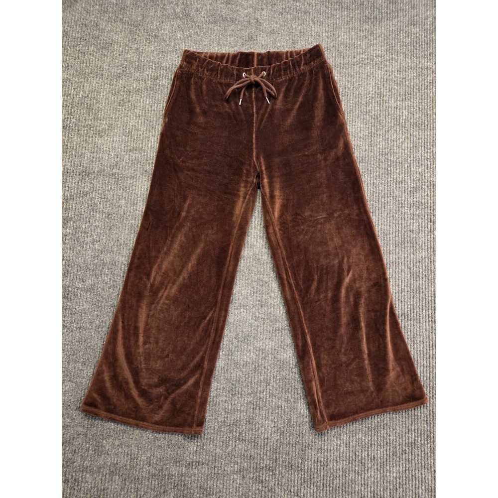 Nili Lotan Daphne Velour Wide Leg Sweatpants Espresso Brown Size XS
